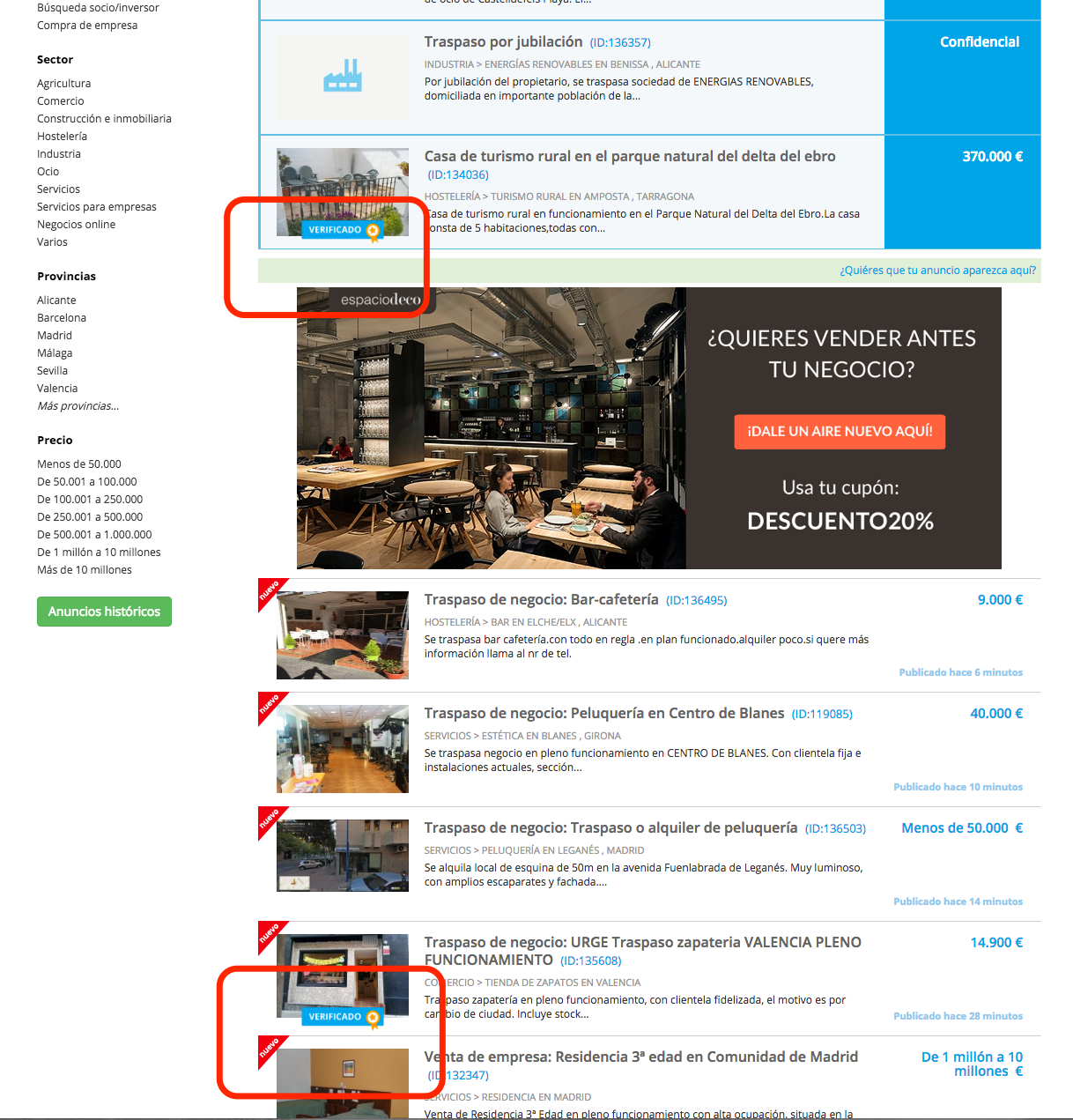 anuncio verificado